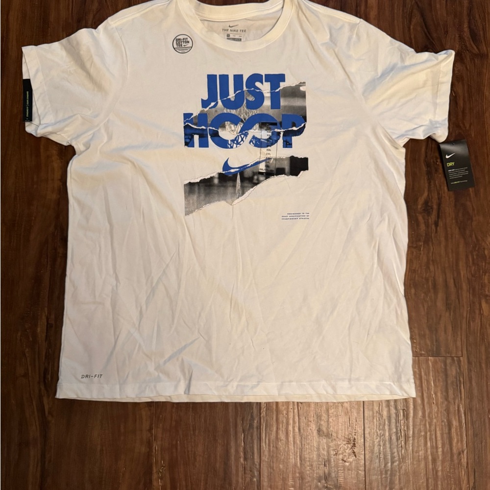 Nike Men's White Just Hoop T-Shirt 2x Slim Fit